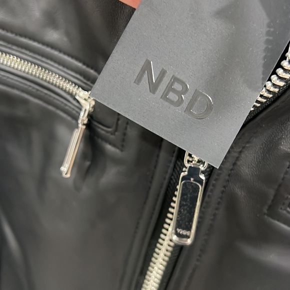 Nbd Women's Black Oversized Racing Leather Moto Jacket - Picture 5 of 6